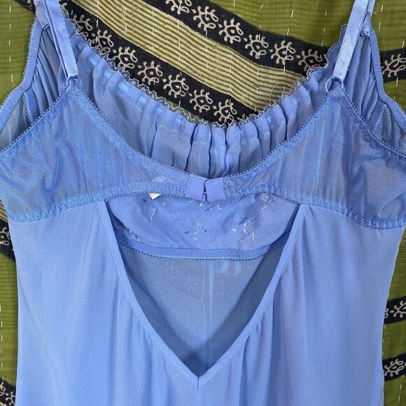 RARE Y2K Victoria's Secret Cornflower Blue Silk Milkmaid Slip Dress Size Large - Picture 10 of 16
